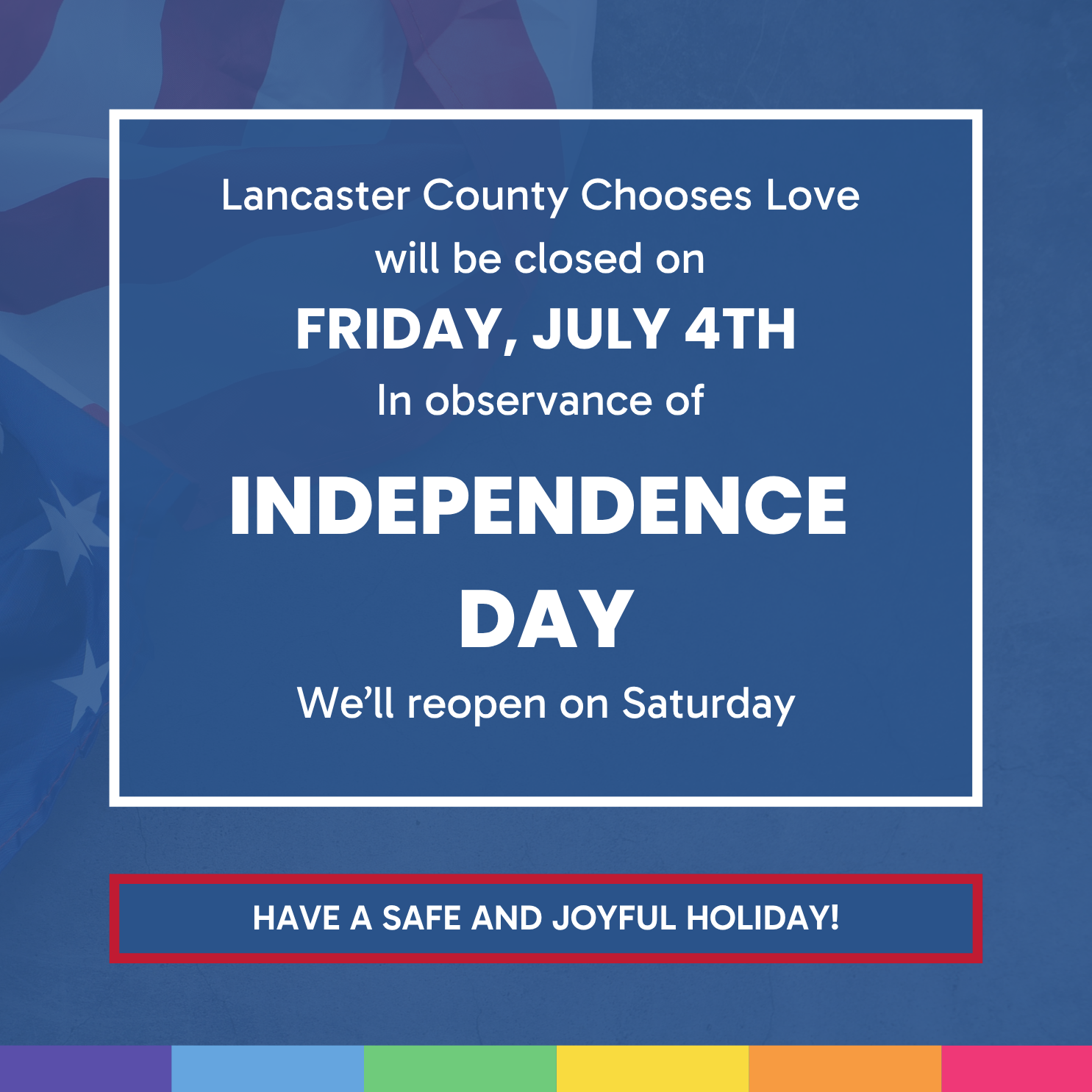 Closed for july 4th