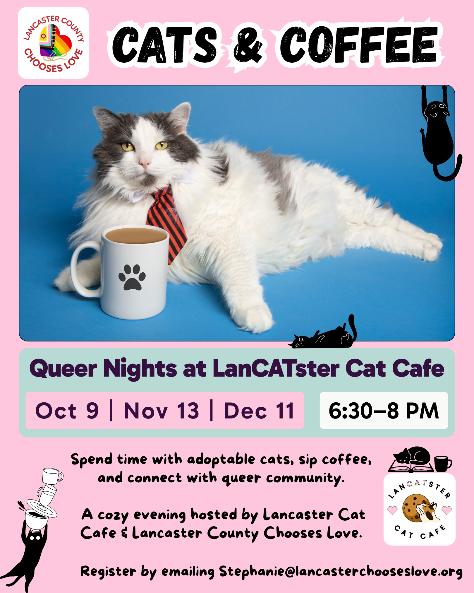 Invitation – Join Us for Cats & Coffee Nights! Queer Nights at Lancatster Cat Cafe